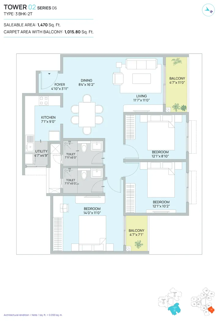 Century WinningKind 3 BHK 2t · 1,475 sq ft floor plan Century WinningKind 3 BHK 2t · 1,475 sq ft floor plan